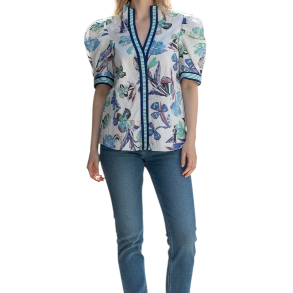 Entro Blue Floral Blouse